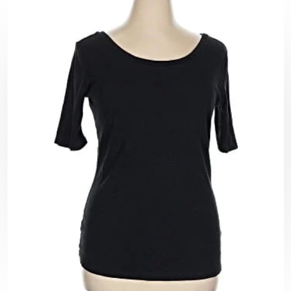 Old Navy Black Luxe Scoopneck T Shirt 3/4 sleeves.  Size XS TALL